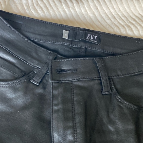 Meg Coated Fab Ab High Waist Raw Hem Wide Leg Jeans KUT from the Kloth Gray - Picture 1 of 2